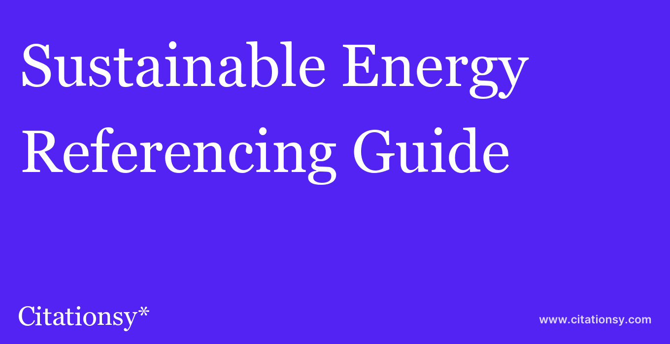 cite Sustainable Energy & Fuels  — Referencing Guide